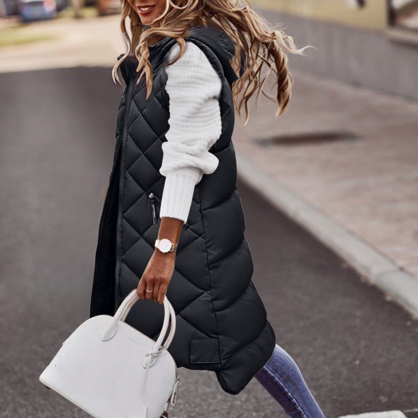 Hooded Puffer Style Body Warmer