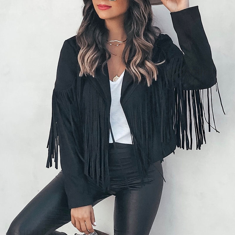 Women's trendy fringe jacket
