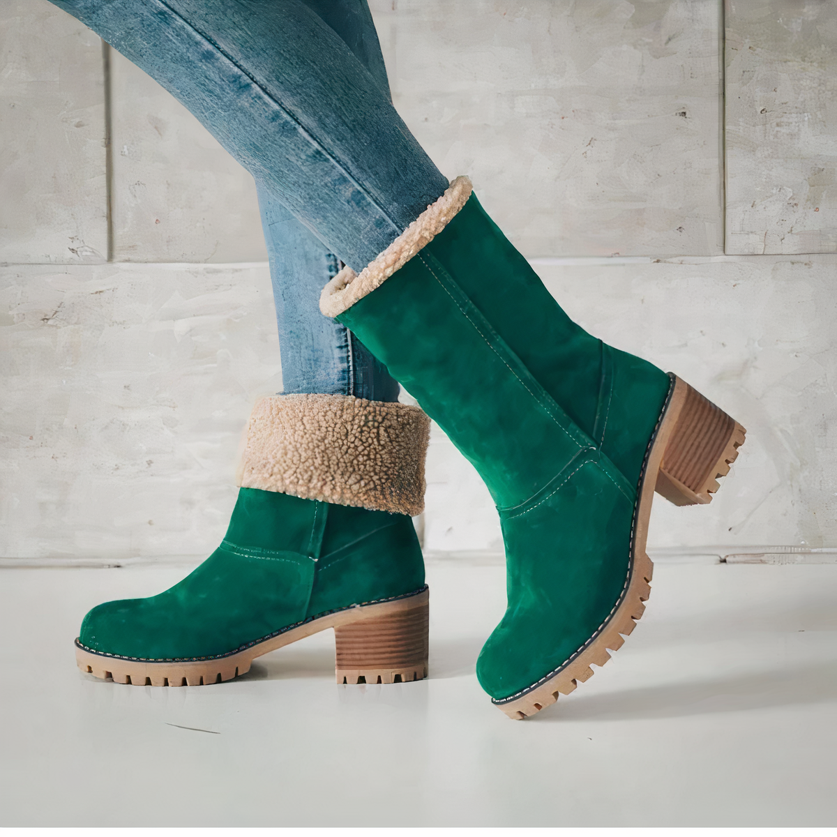 Versatile square heel winter boots for women