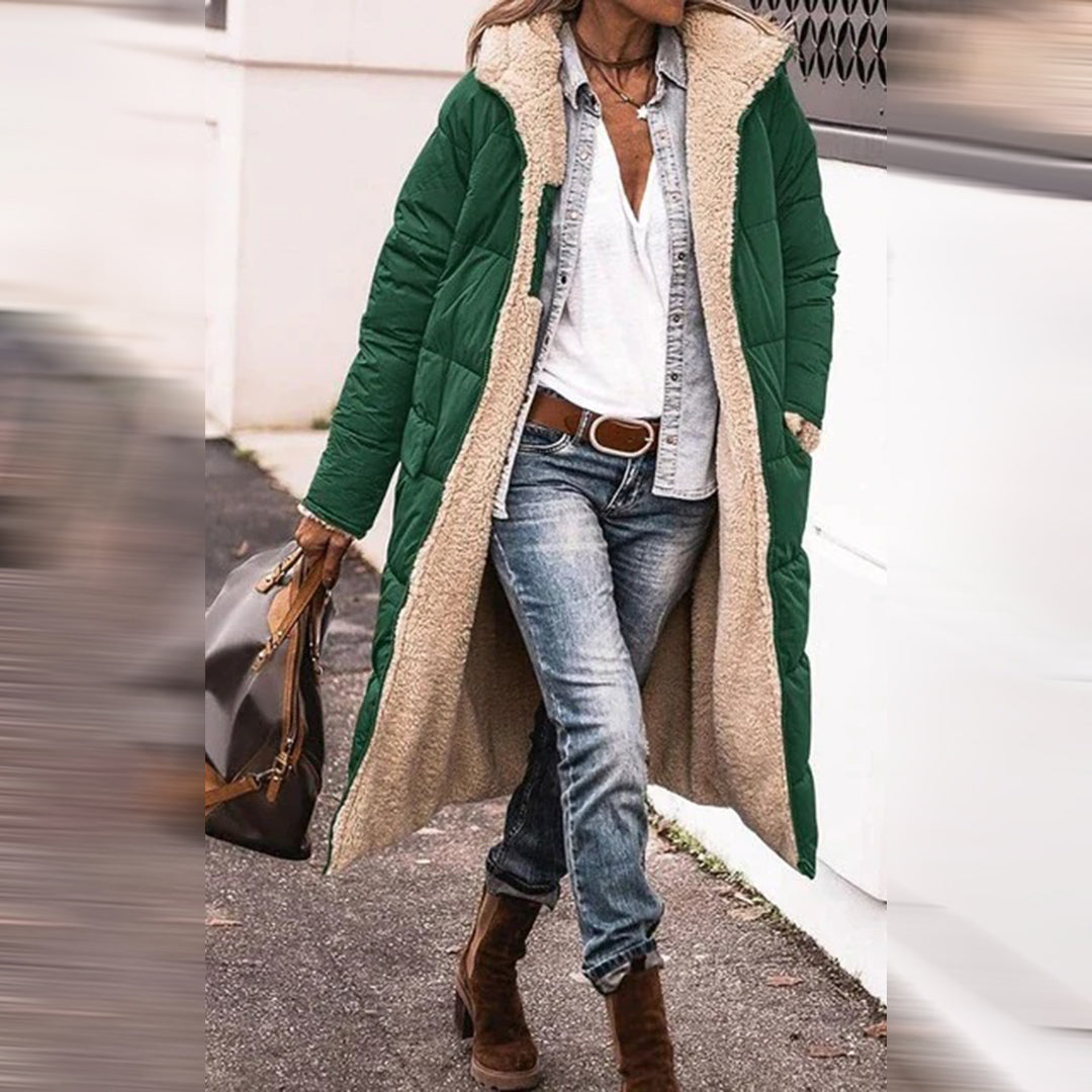 Sherpa-Lined Hooded Puffer Coat