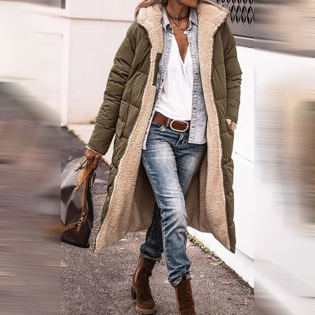 Sherpa-Lined Hooded Puffer Coat