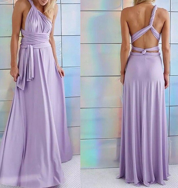 Women's Maxi Dress - Halter Neck - Open Back - Waist Tie - Elegant Formal Wear