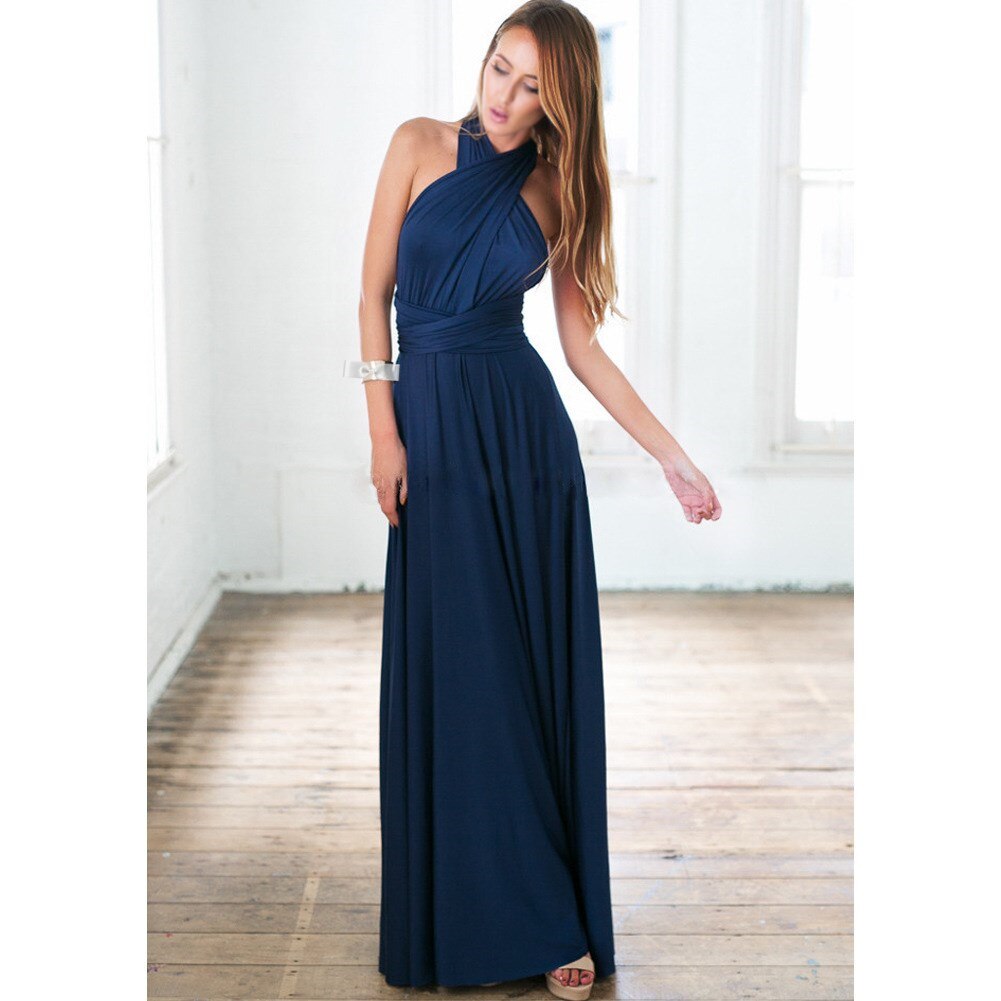 Women's Maxi Dress - Halter Neck - Open Back - Waist Tie - Elegant Formal Wear