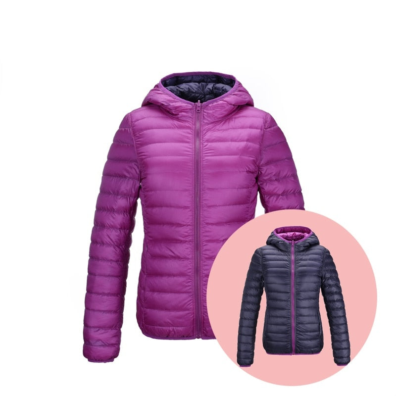 Women's ultra-light reversible down jacket