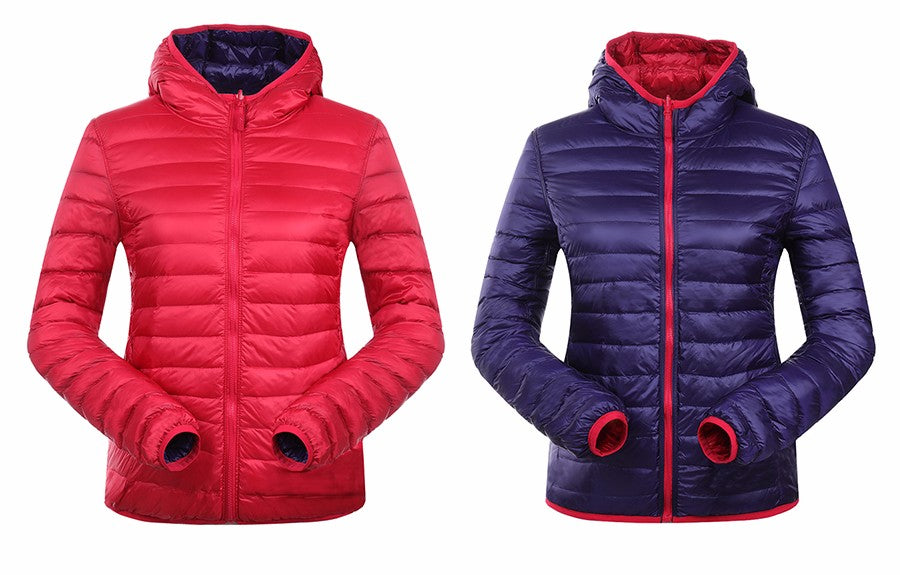 Women's ultra-light reversible down jacket