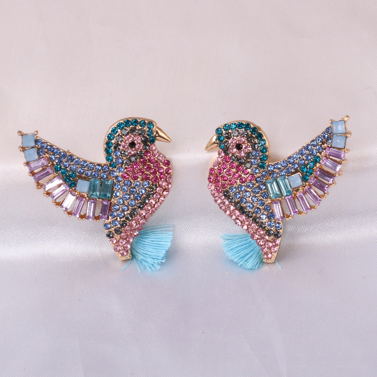 Multicolored Zirconia Bird Earrings