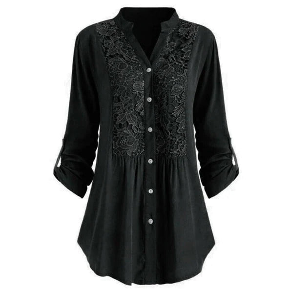 Loose lace stitching shirt for women