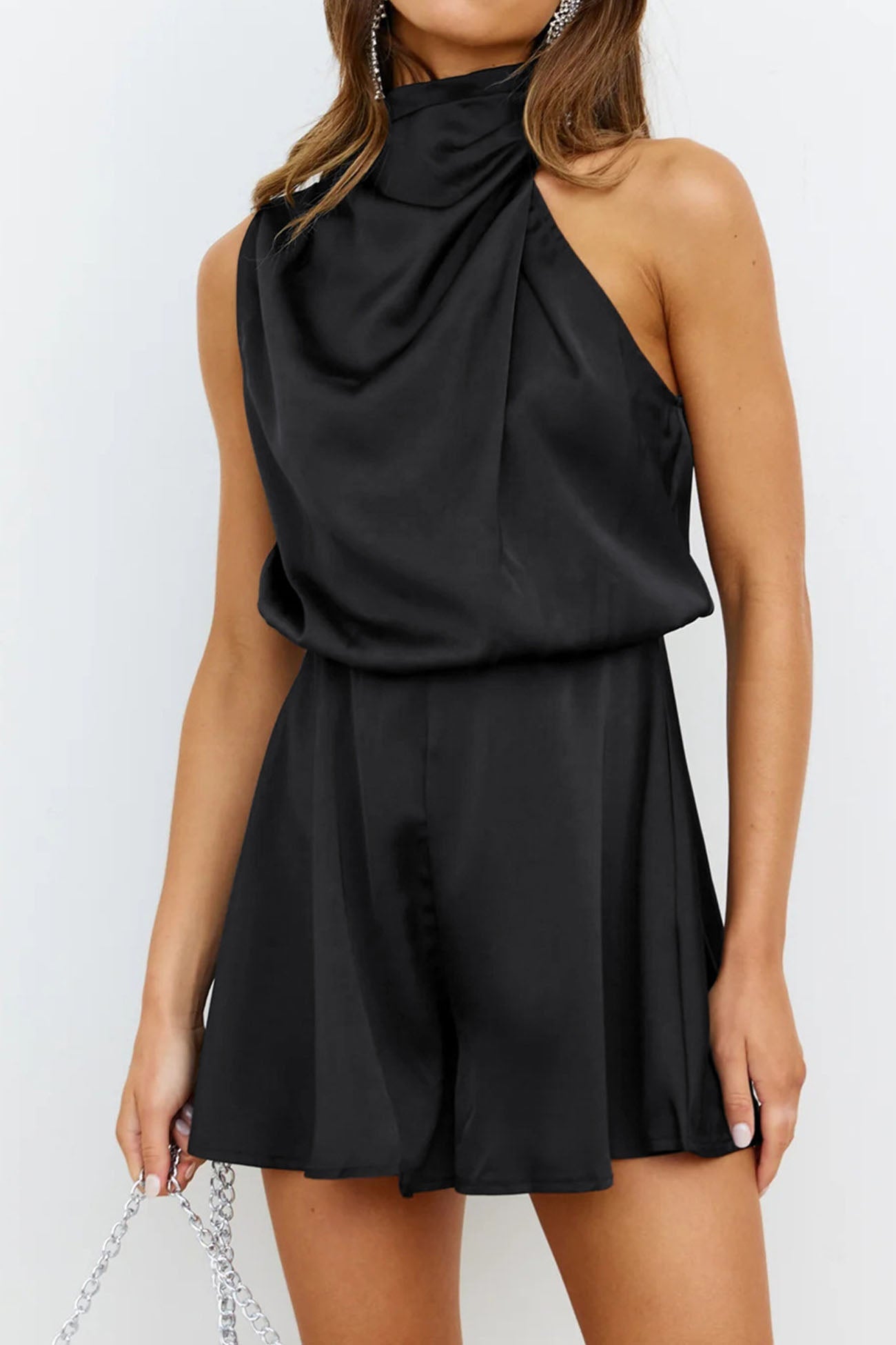 Women's halter asymmetrical sleeveless romper