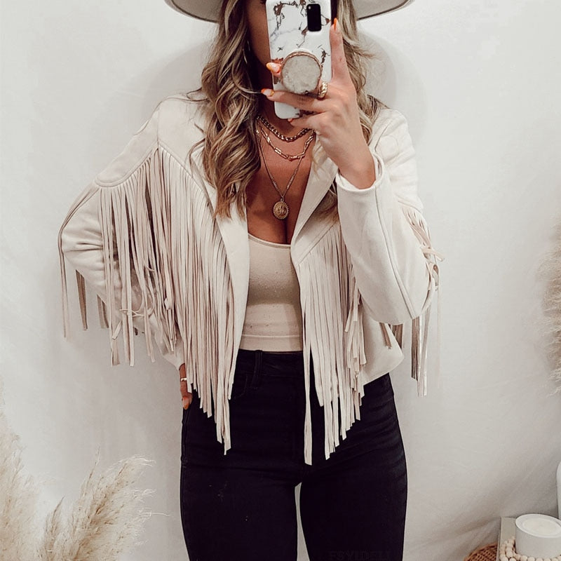 Women's trendy fringe jacket