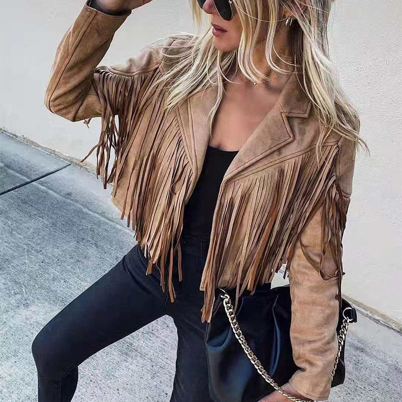 Women's trendy fringe jacket