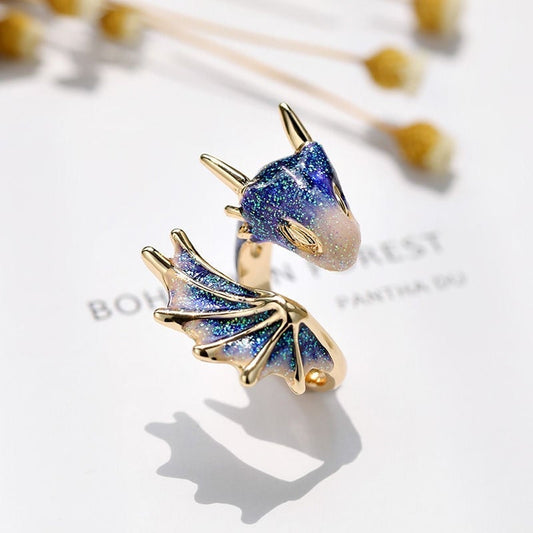 Fantasy-Inspired Gold Tone Dragon Ring