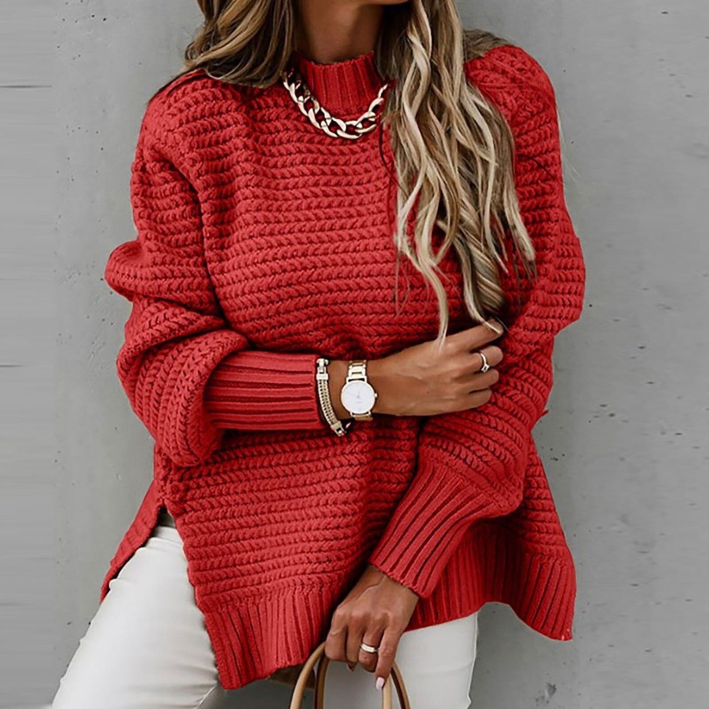 Elegant half neck sweater for women