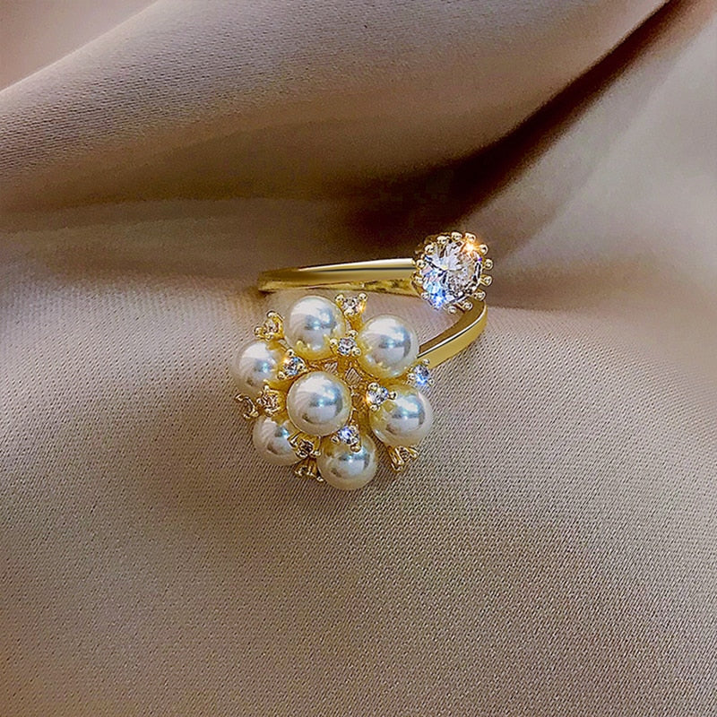 Elegant Pearl Adjustable Fit Ring