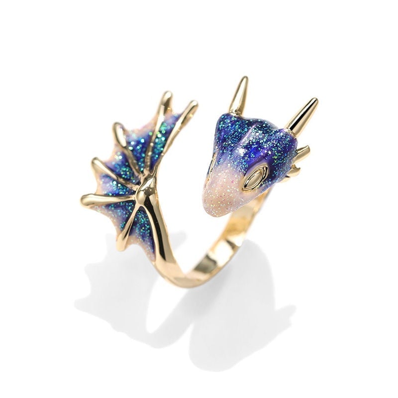 Fantasy-Inspired Gold Tone Dragon Ring