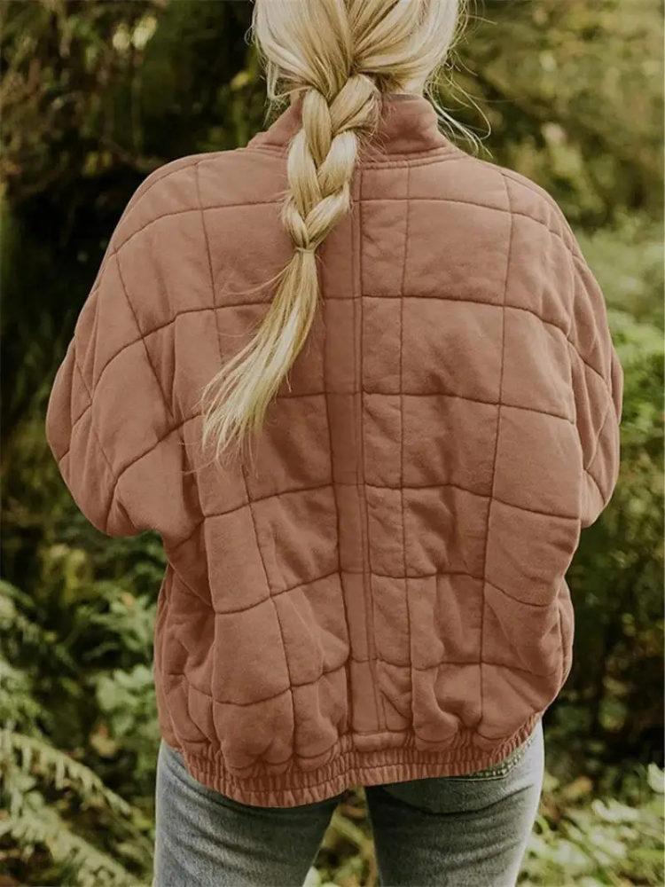 Women's quilted stand collar jacket