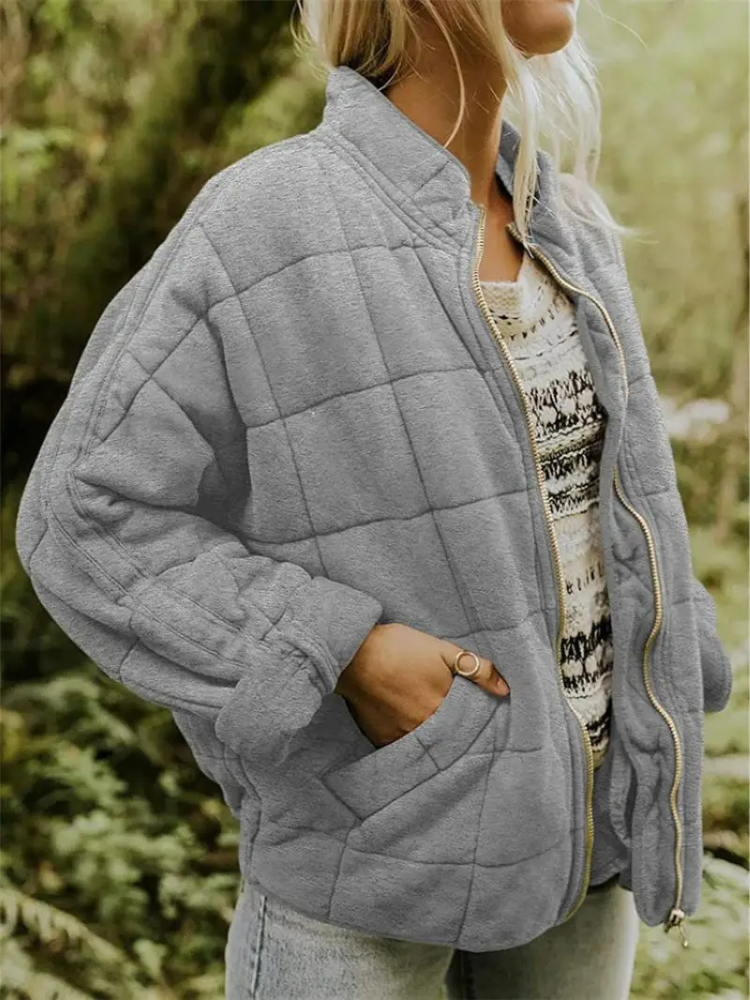 Women's quilted stand collar jacket