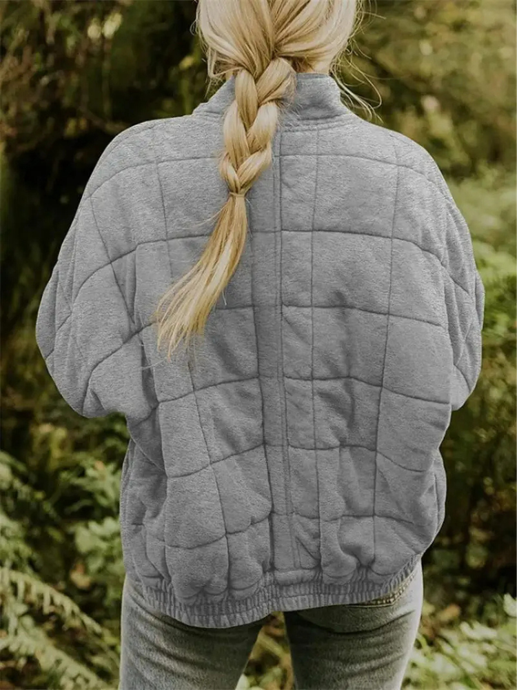 Women's quilted stand collar jacket