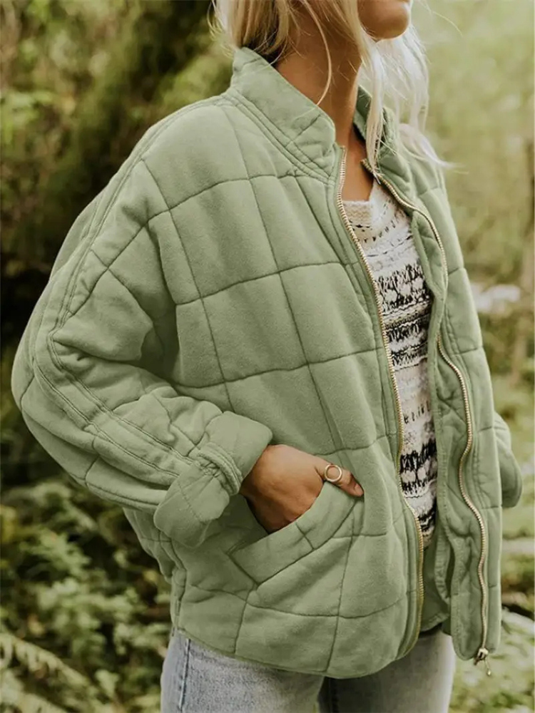 Women's quilted stand collar jacket