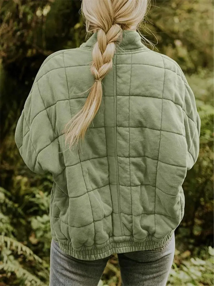 Women's quilted stand collar jacket