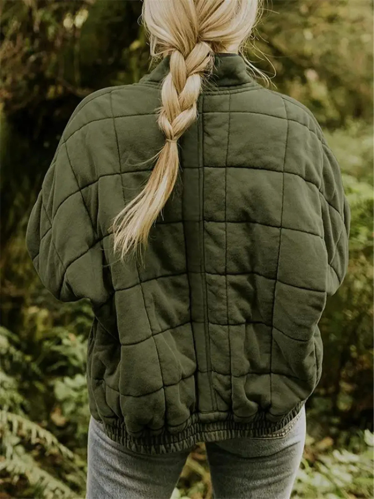 Women's quilted stand collar jacket