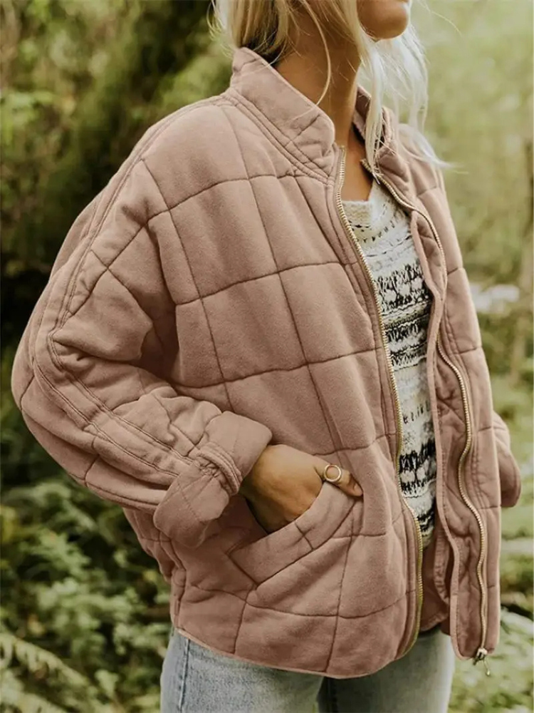 Women's quilted stand collar jacket