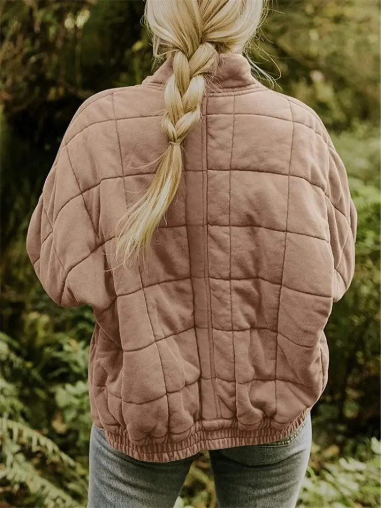 Women's quilted stand collar jacket