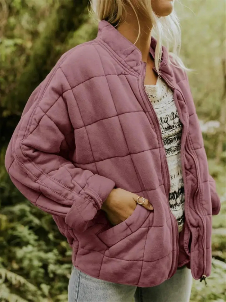 Women's quilted stand collar jacket