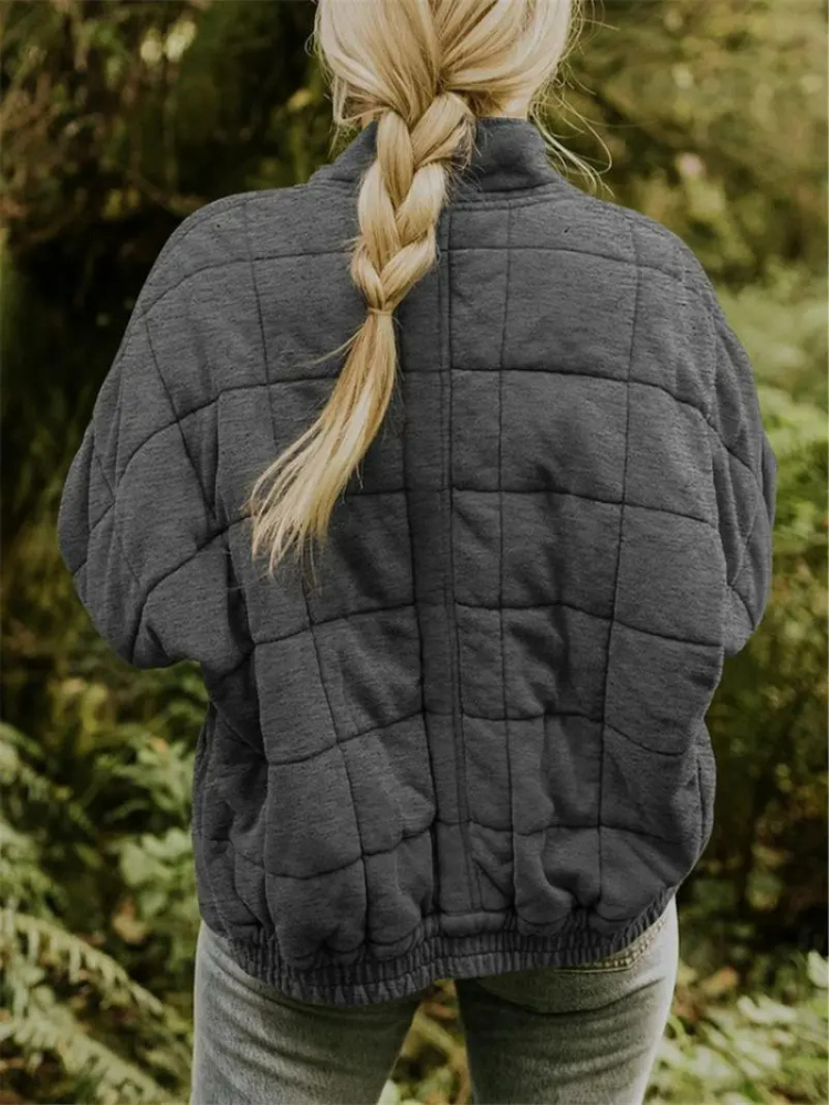 Women's quilted stand collar jacket