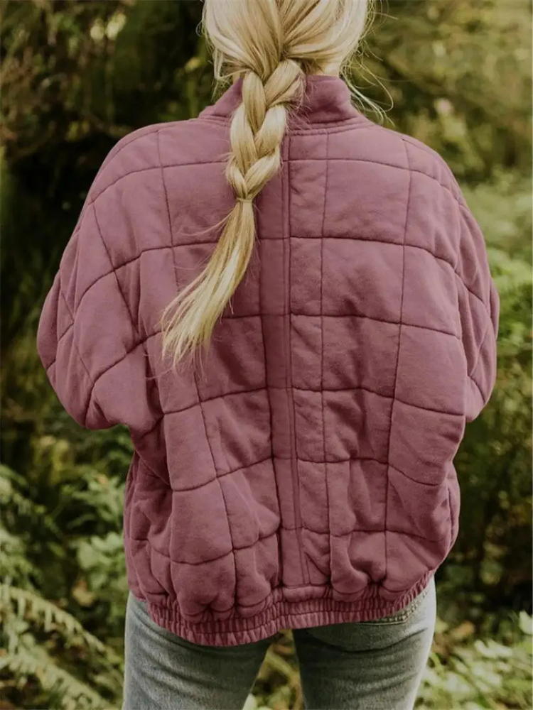 Women's quilted stand collar jacket