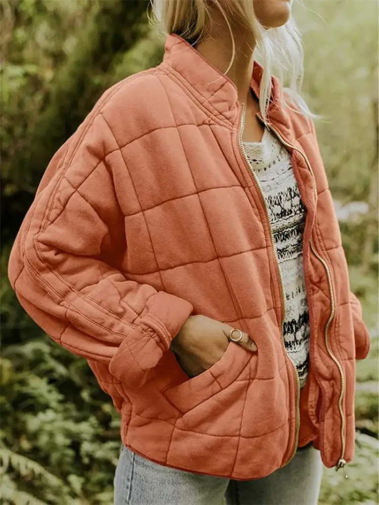 Women's quilted stand collar jacket