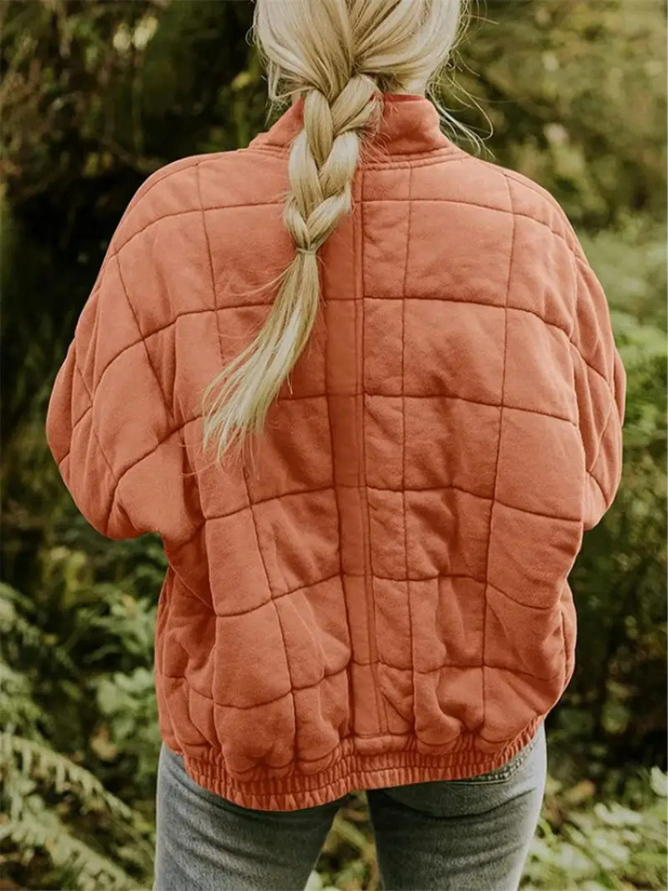 Women's quilted stand collar jacket
