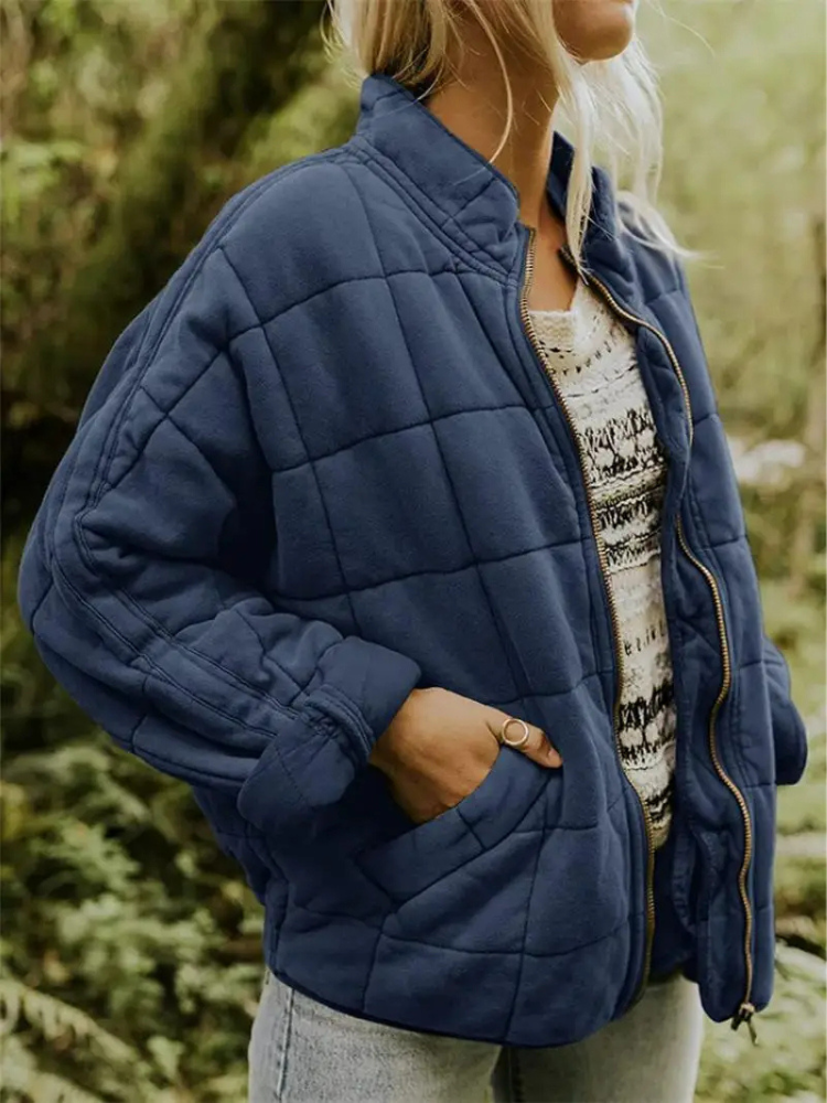 Women's quilted stand collar jacket