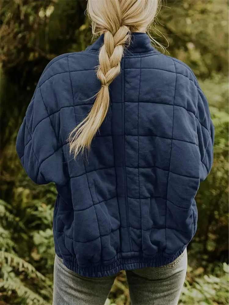 Women's quilted stand collar jacket