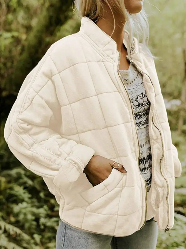 Women's quilted stand collar jacket
