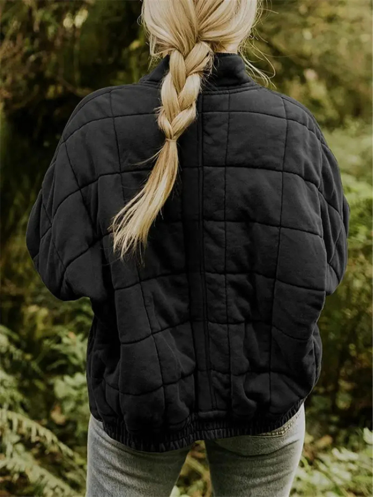 Women's quilted stand collar jacket