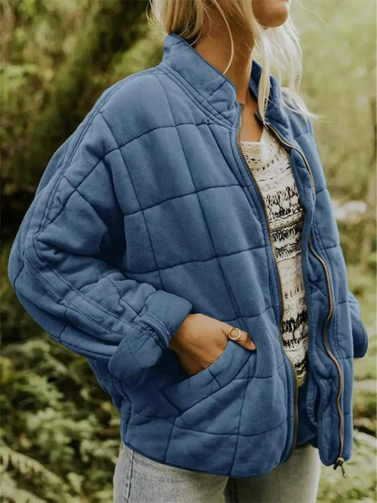Women's quilted stand collar jacket