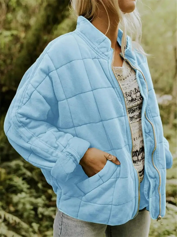 Women's quilted stand collar jacket