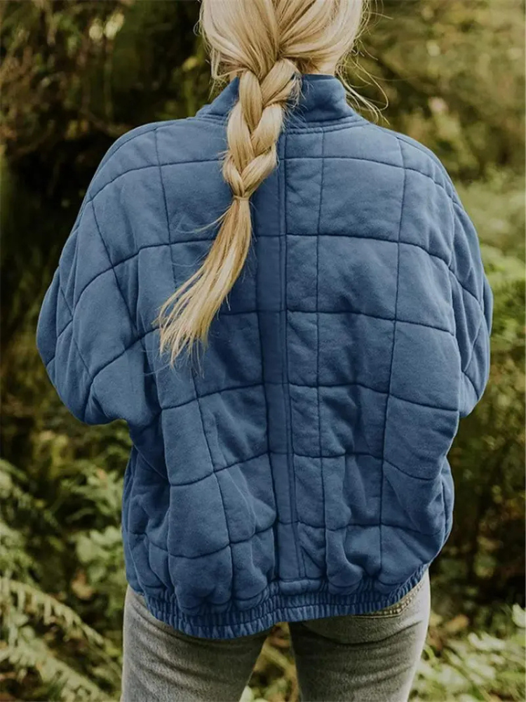 Women's quilted stand collar jacket