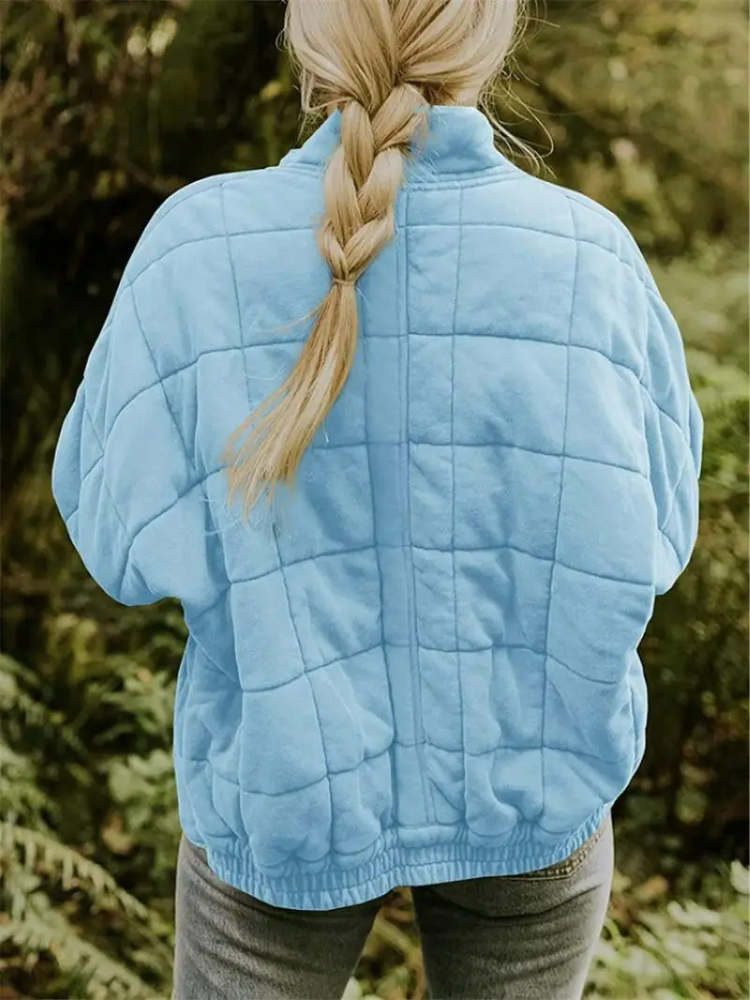 Women's quilted stand collar jacket