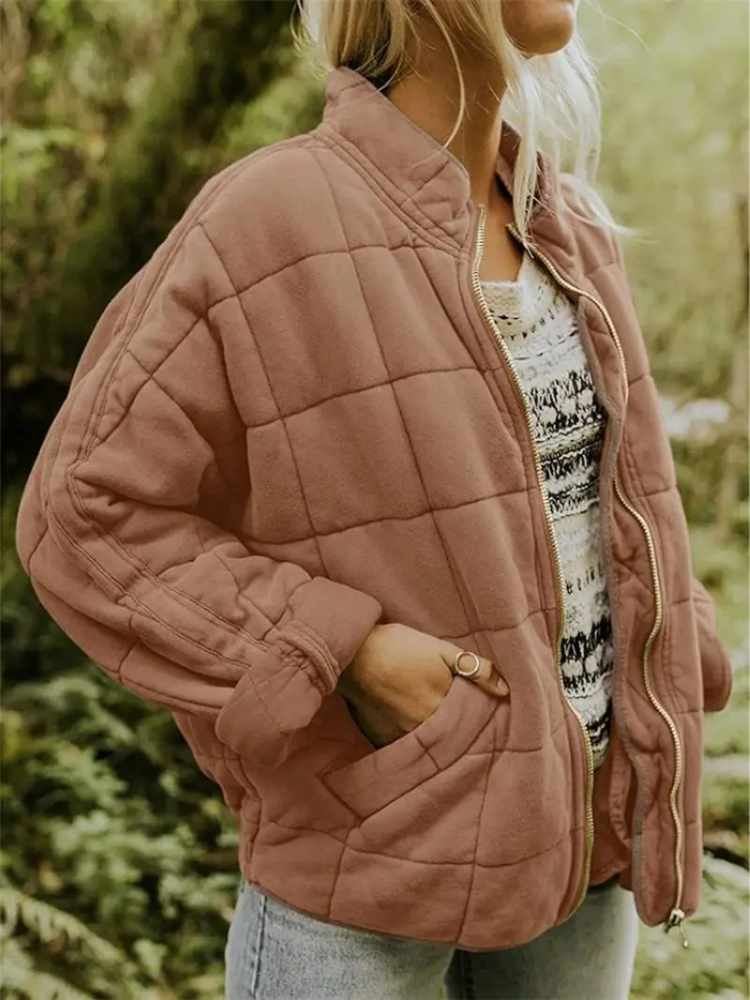 Women's quilted stand collar jacket