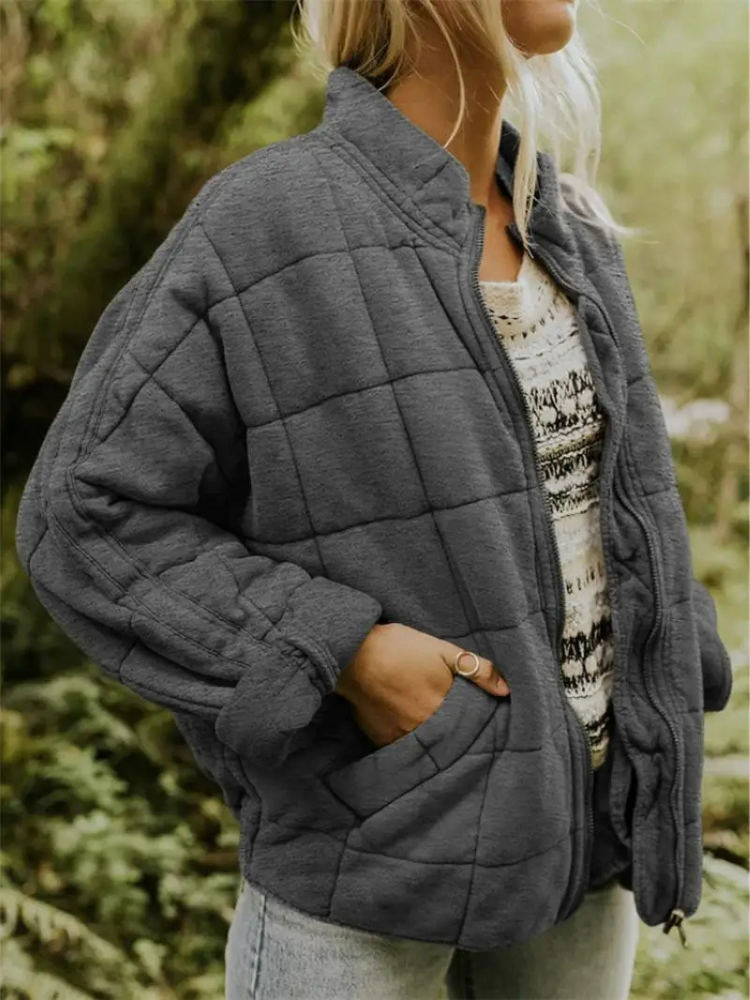 Women's quilted stand collar jacket