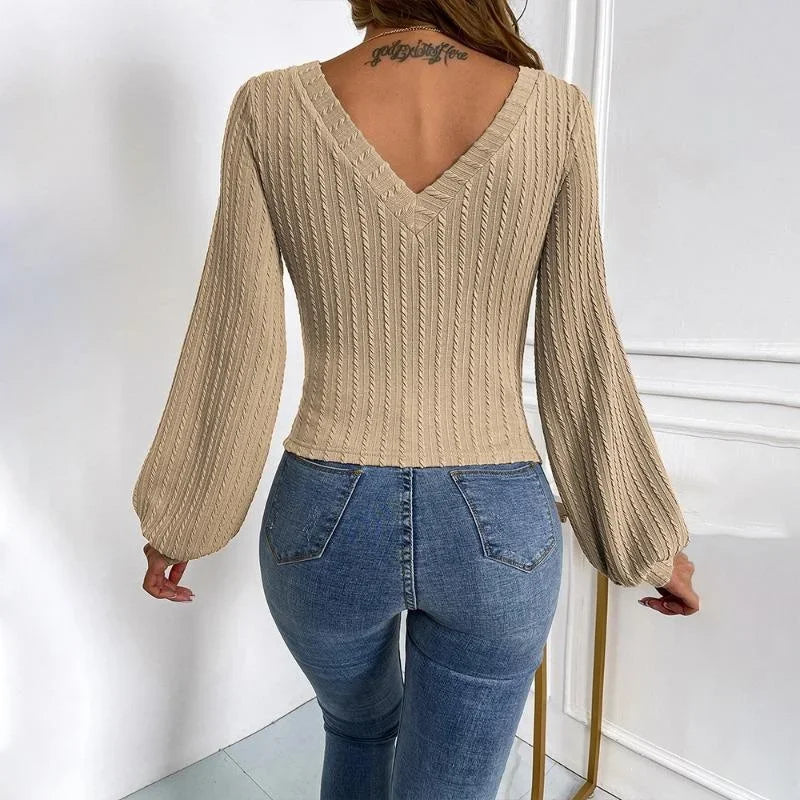 Women's twist knitted long sweater