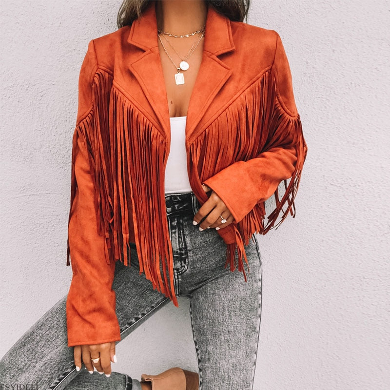 Women's trendy fringe jacket