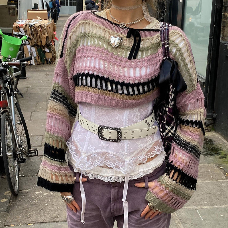 Women's hollowed out oversized sweater