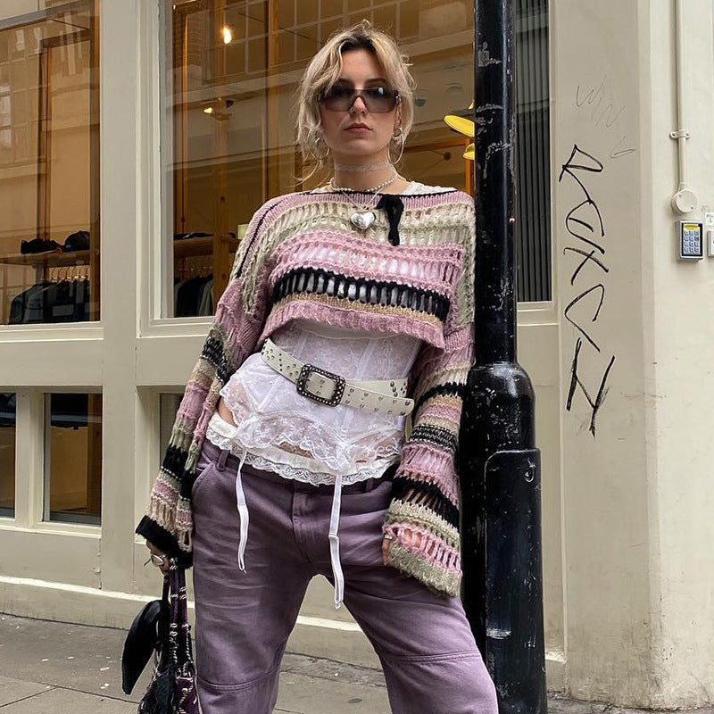 Women's hollowed out oversized sweater