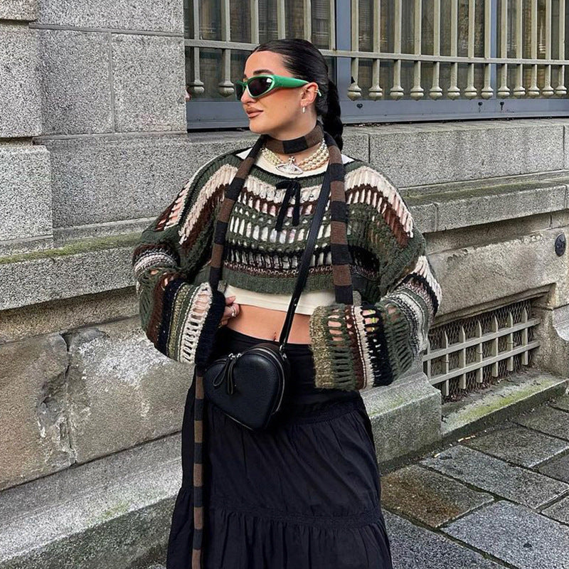 Women's hollowed out oversized sweater