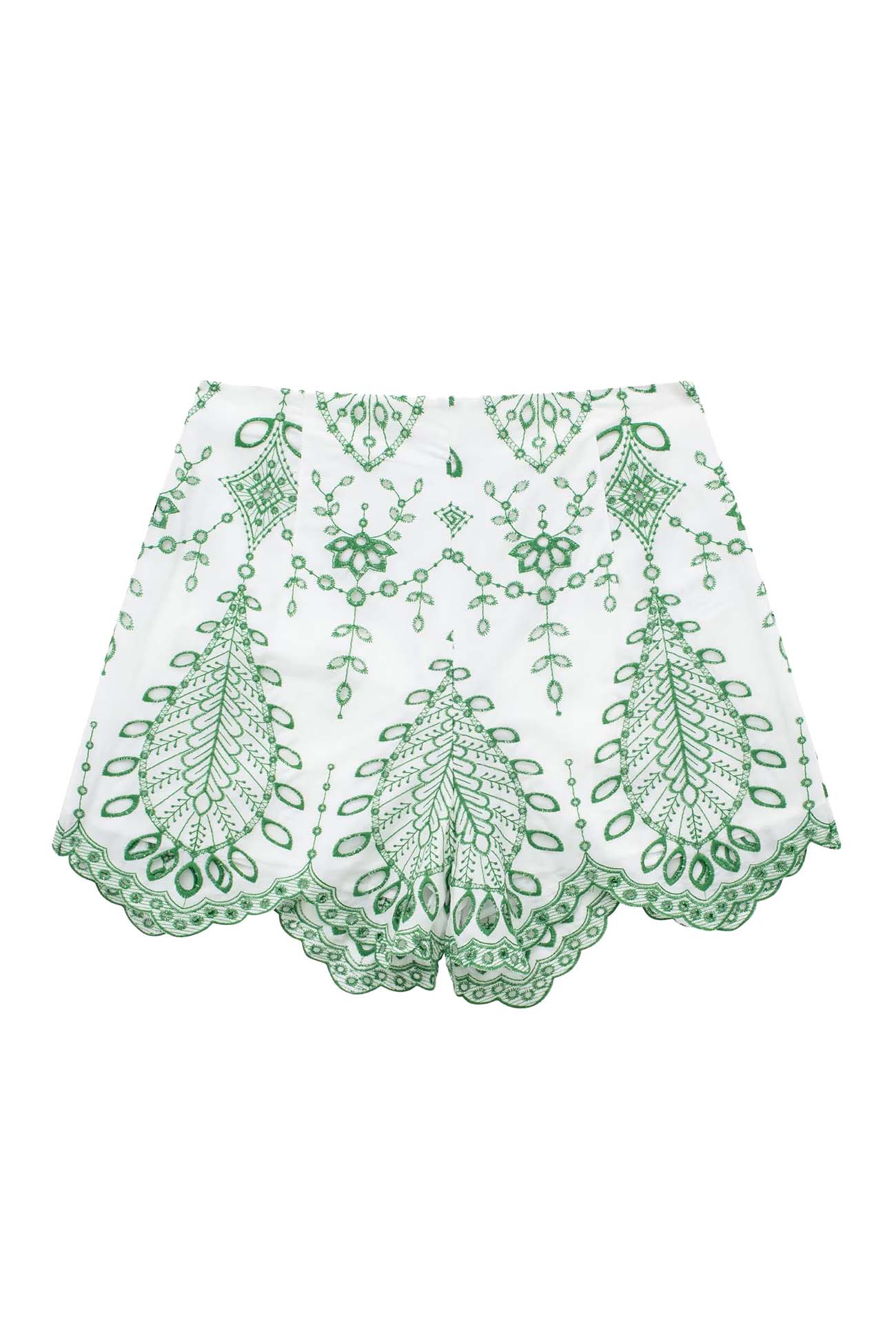 Women’s Crop Top and Shorts Set - Wrap V-Neck - Puff Sleeve - High Waist - Scalloped Hem