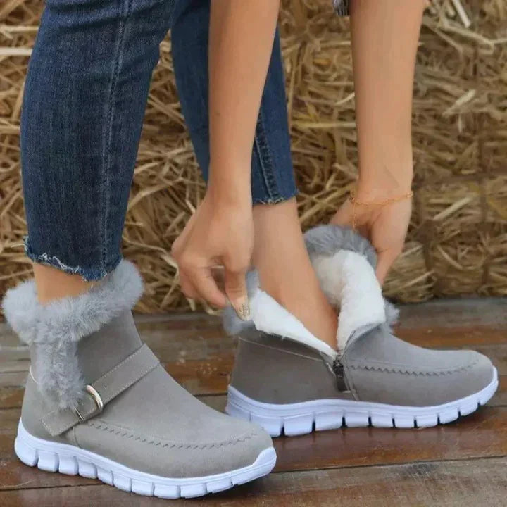 Thick mid-tube velvet soft boots for women