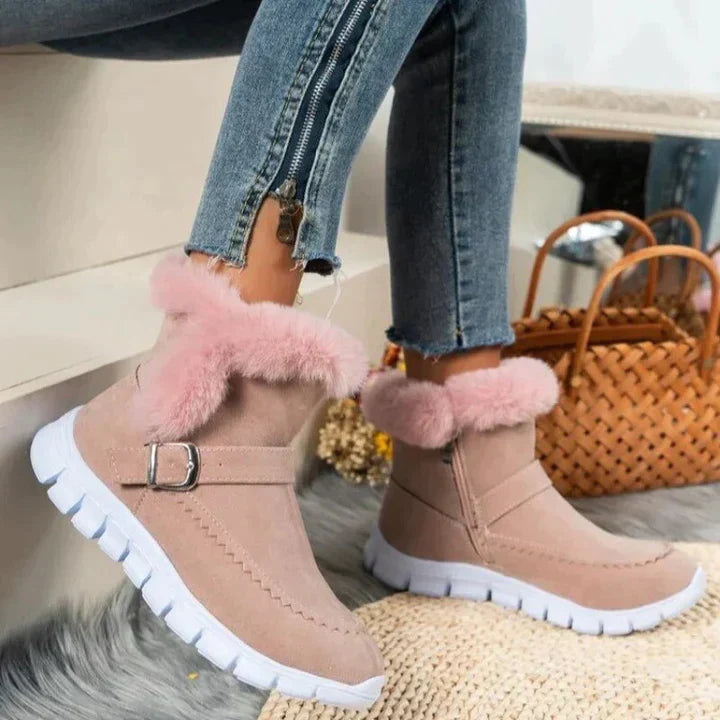 Thick mid-tube velvet soft boots for women