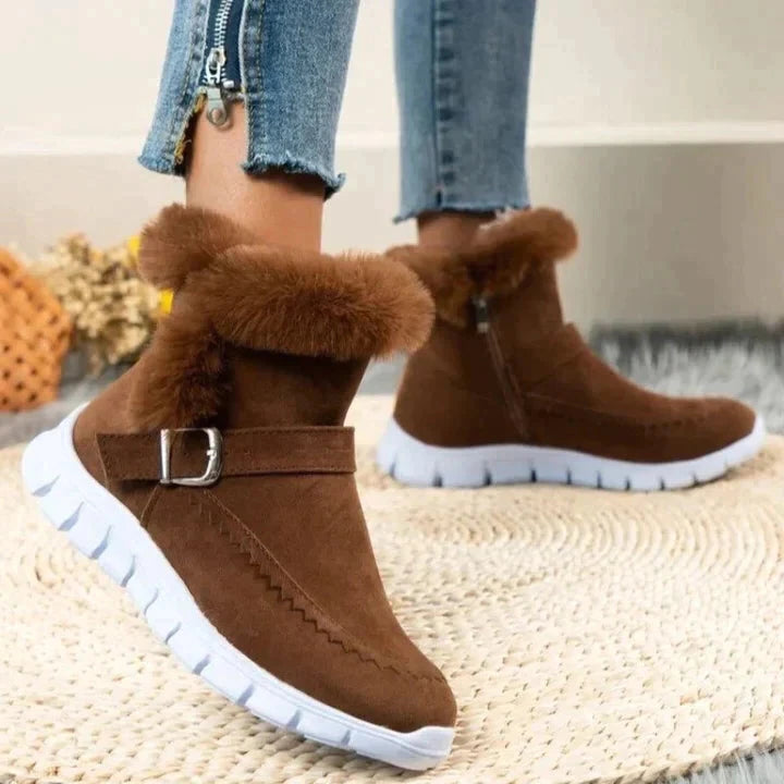 Thick mid-tube velvet soft boots for women